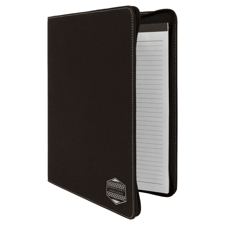 Black / Silver zipper portfolio, personalized