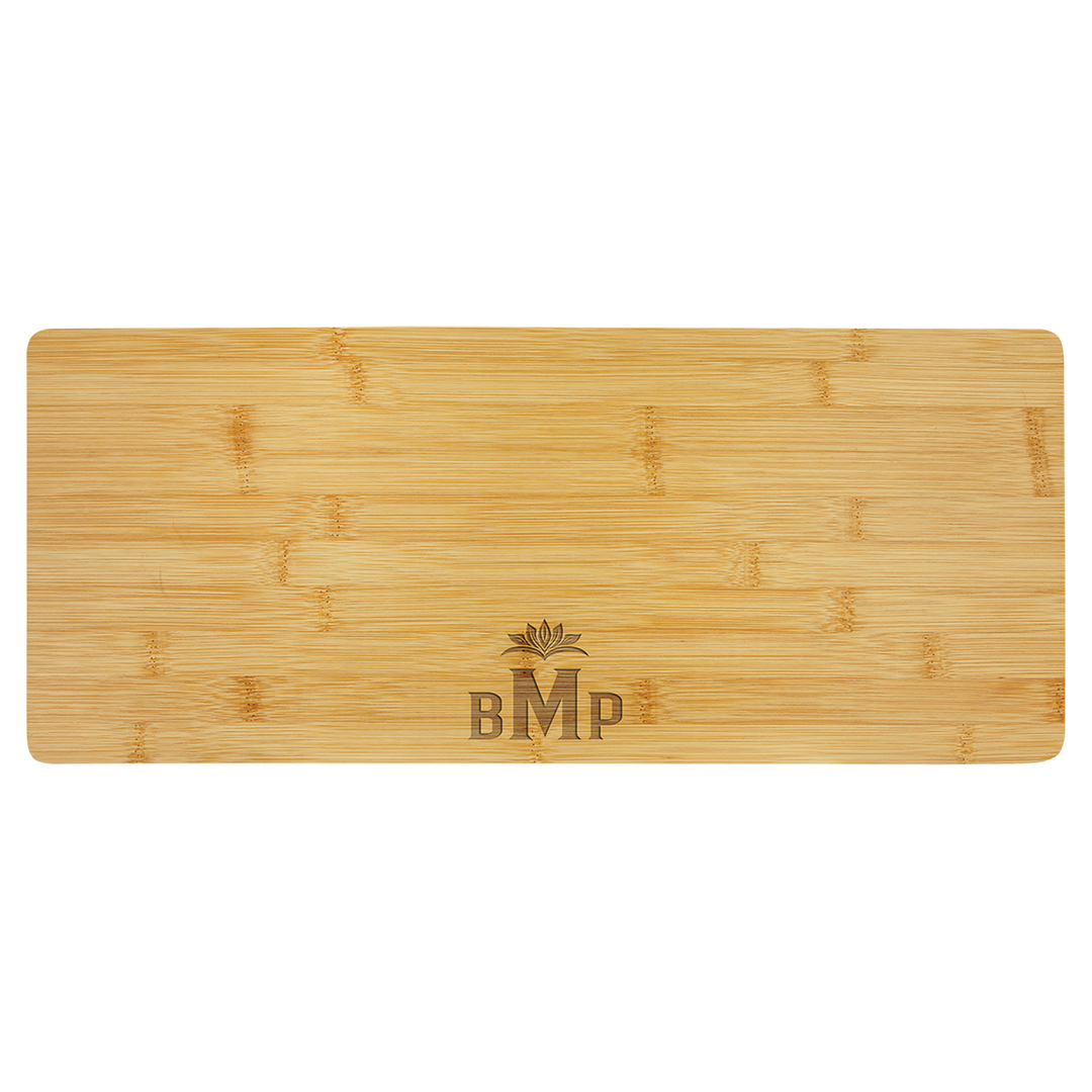bamboo charcuterie board 19¾" × 8", laser engraved