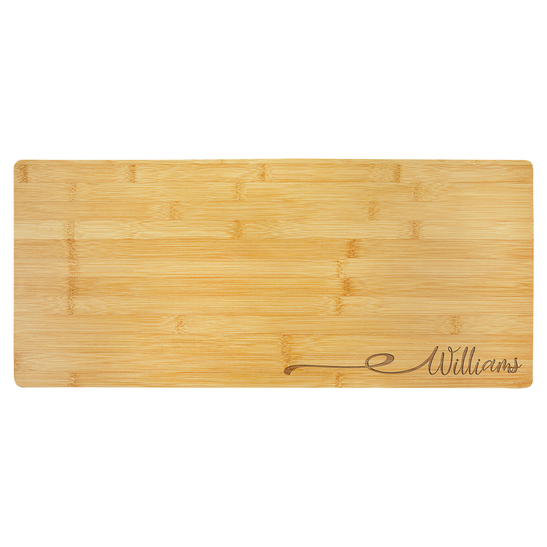 large bamboo charcuterie board 23¾" × 10", laser engraved