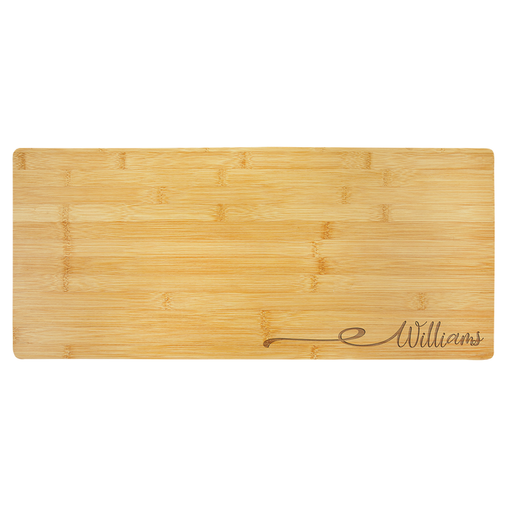 large bamboo charcuterie board 23¾" × 10", laser engraved