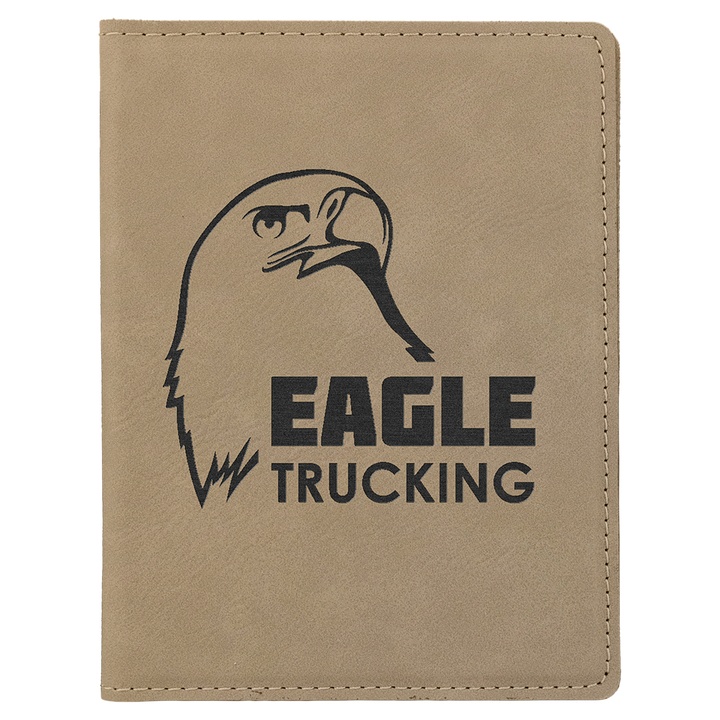 Light Brown / Black laserable leatherette passport holder, engraved