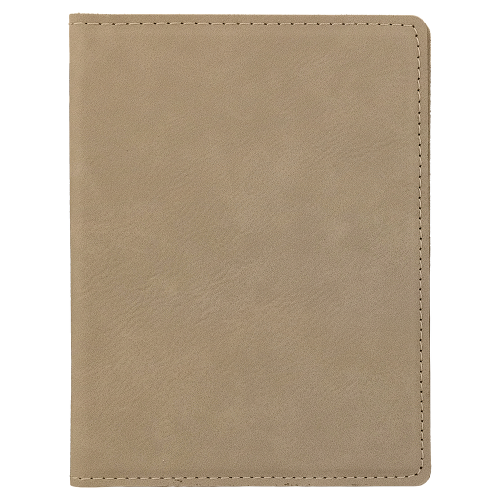 Light Brown / Black laserable leatherette passport holder, blank
