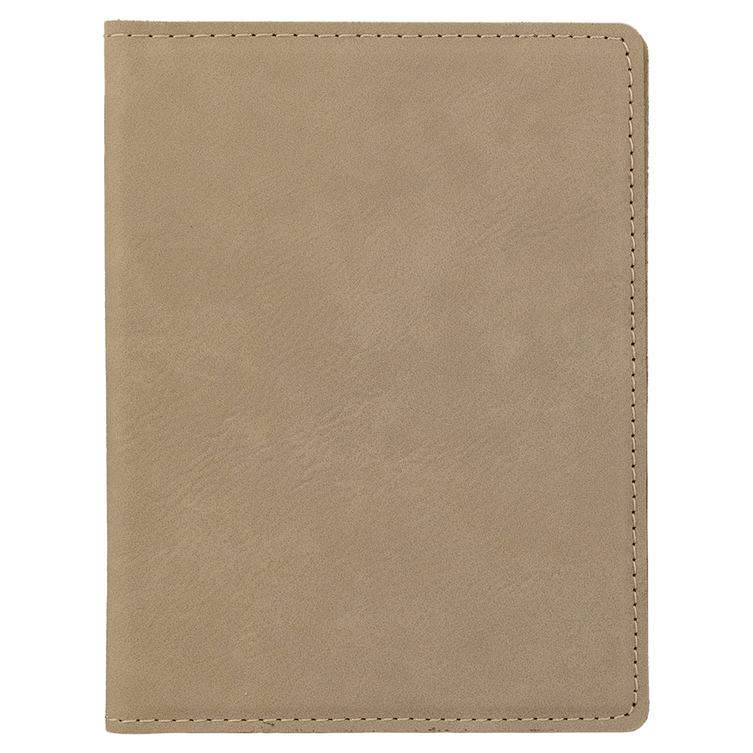 Light Brown / Black laserable leatherette passport holder, blank