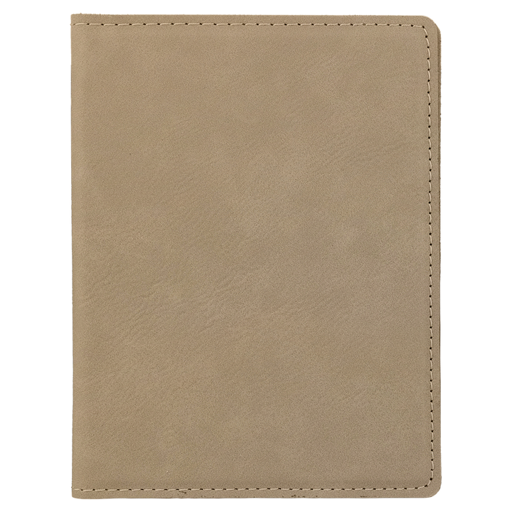 Light Brown / Black laserable leatherette passport holder, blank
