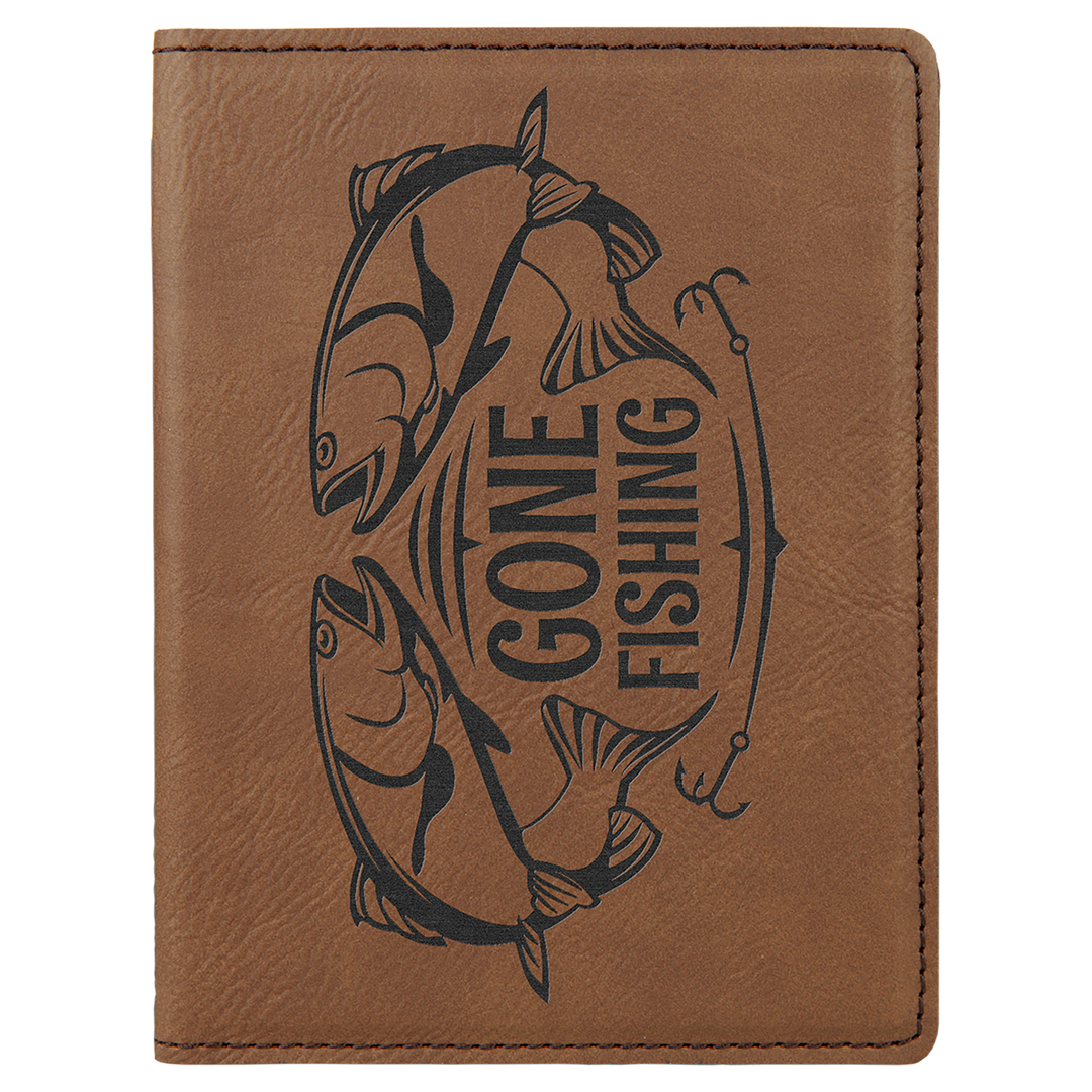 Dark Brown / Black laserable leatherette passport holder, engraved