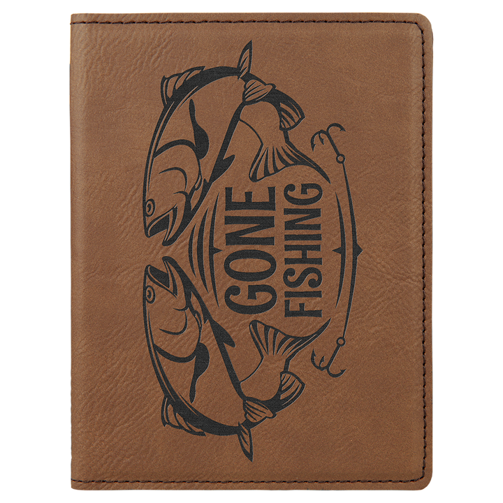 Dark Brown / Black laserable leatherette passport holder, engraved