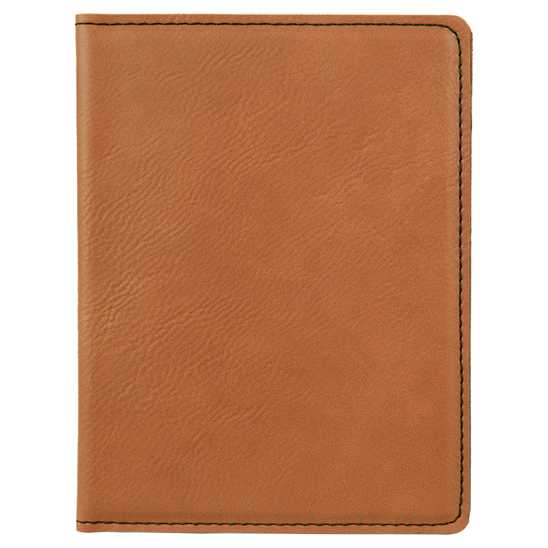 Rawhide / Black laserable leatherette passport holder, blank