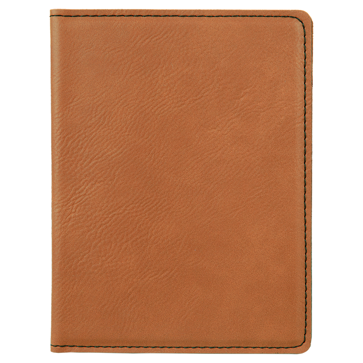 Rawhide / Black laserable leatherette passport holder, blank