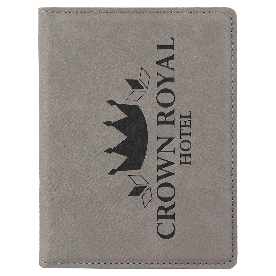 Gray / Black laserable leatherette passport holder, engraved