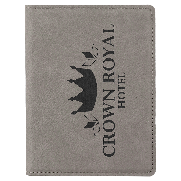 Gray / Black laserable leatherette passport holder, engraved
