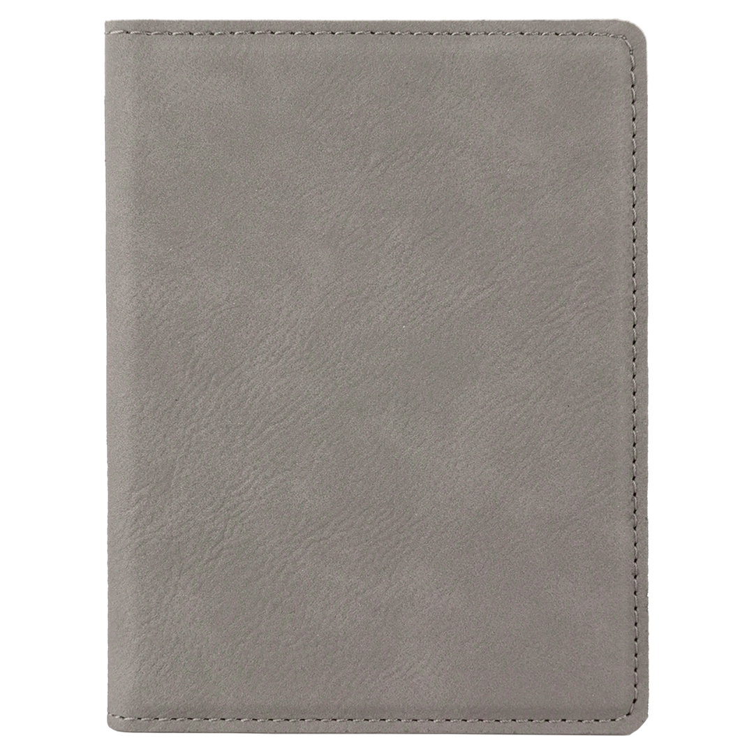Gray / Black laserable leatherette passport holder, blank