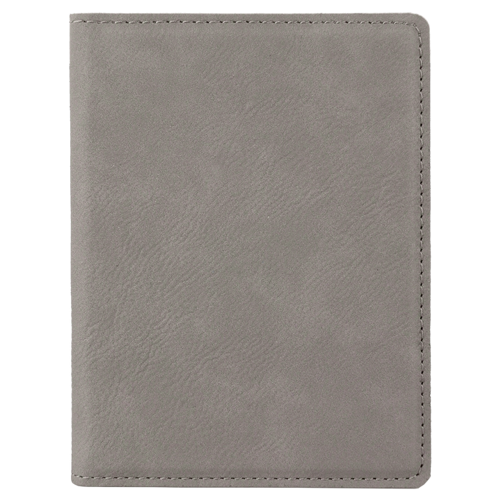 Gray / Black laserable leatherette passport holder, blank