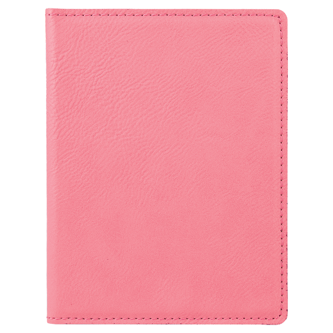 Pink / Black laserable leatherette passport holder, blank