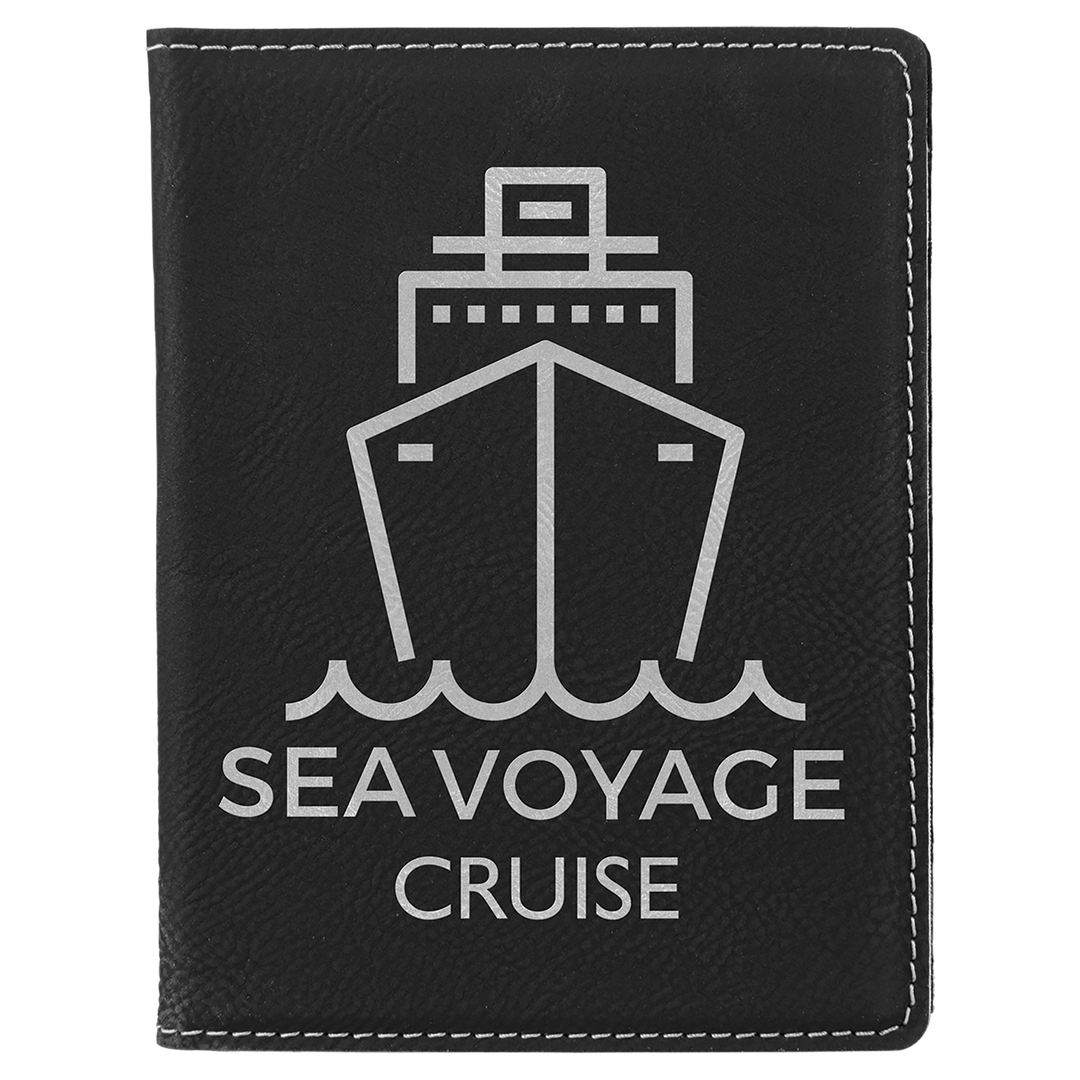 Black / Silver laserable leatherette passport holder, engraved