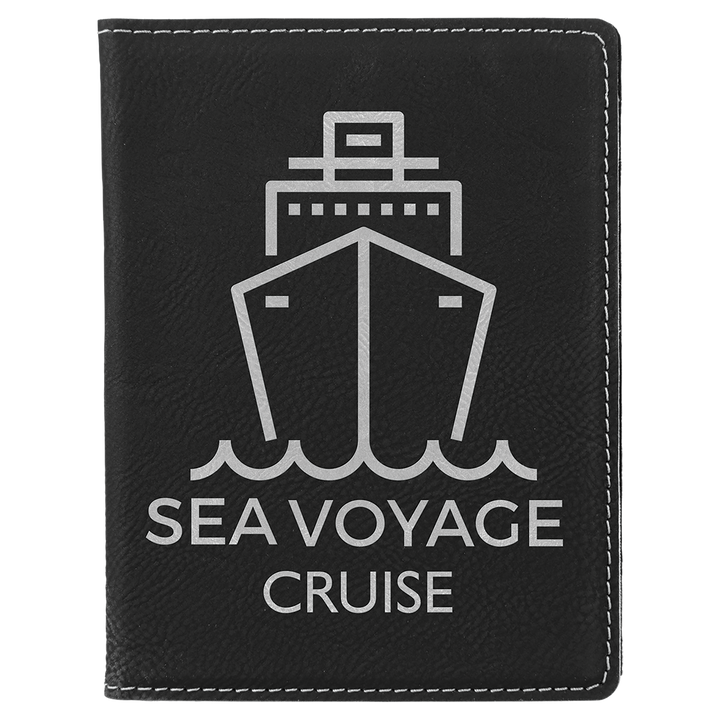 Black / Silver laserable leatherette passport holder, engraved