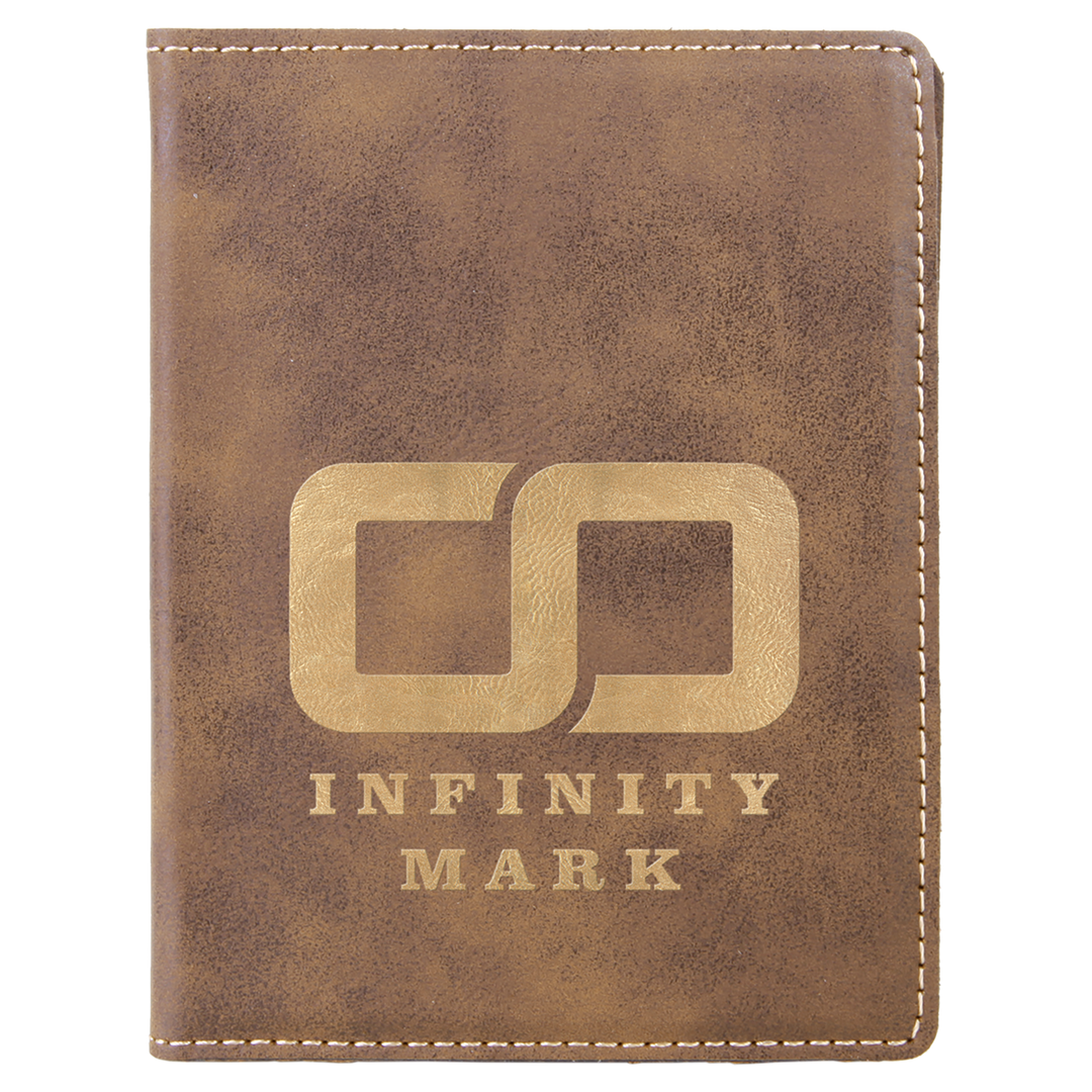 Rustic / Gold laserable leatherette passport holder, engraved