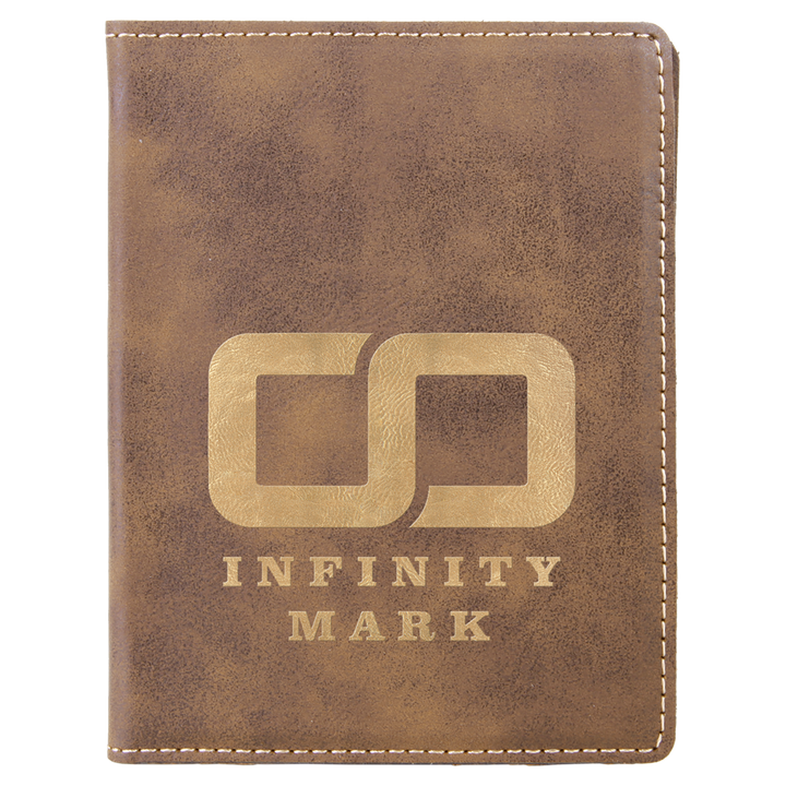 Rustic / Gold laserable leatherette passport holder, engraved