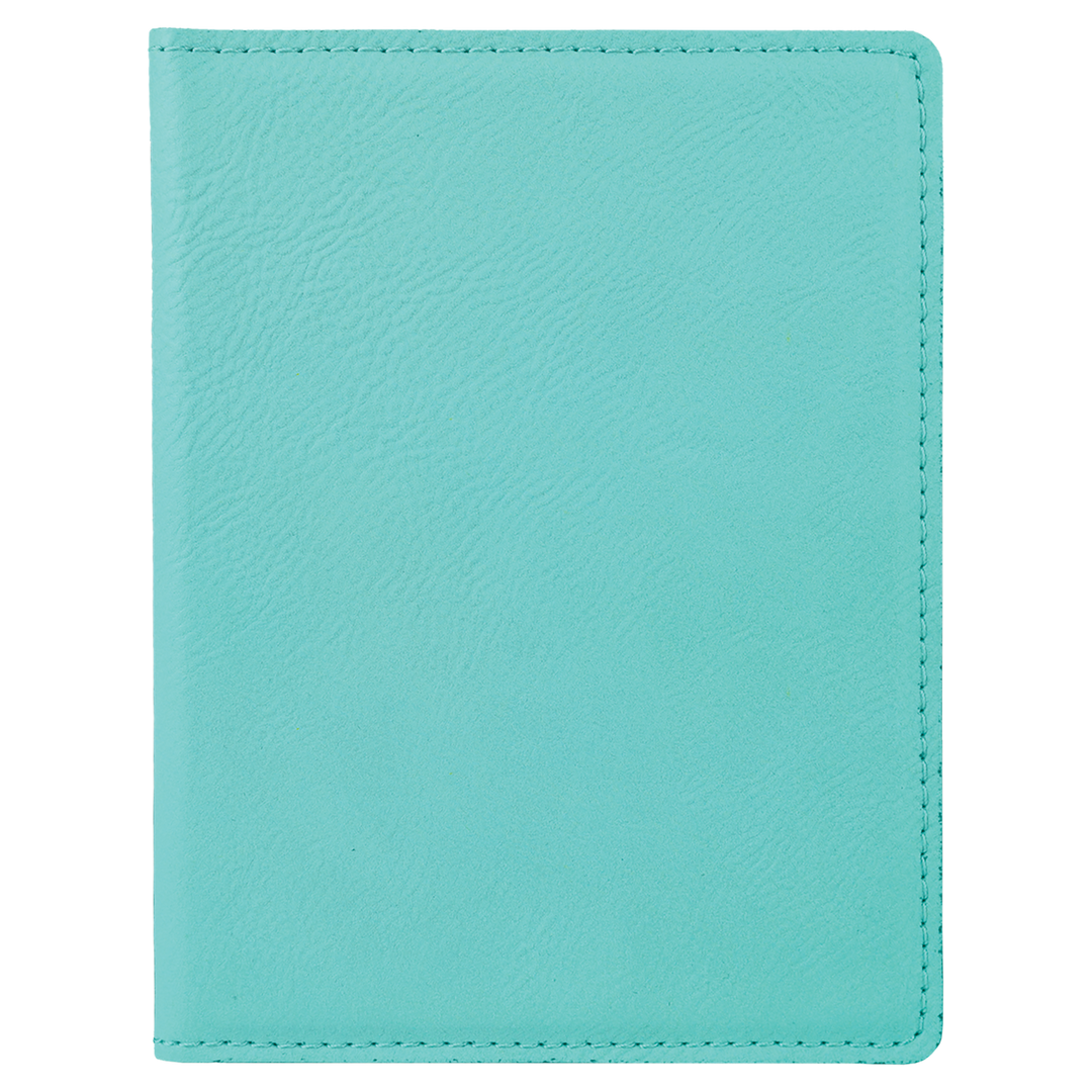 Teal / Black laserable leatherette passport holder, blank