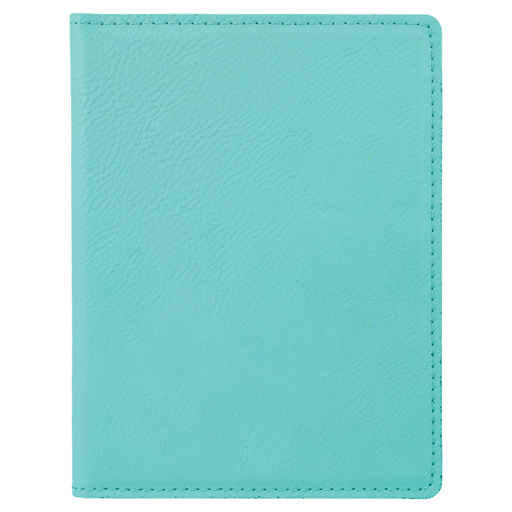 Teal / Black laserable leatherette passport holder, blank
