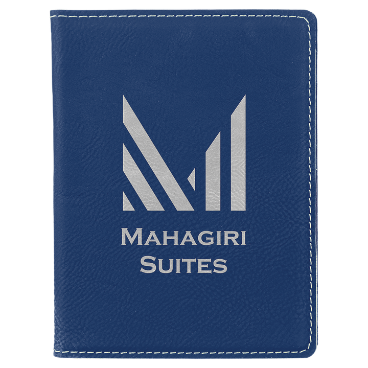 Blue / Silver laserable leatherette passport holder, engraved