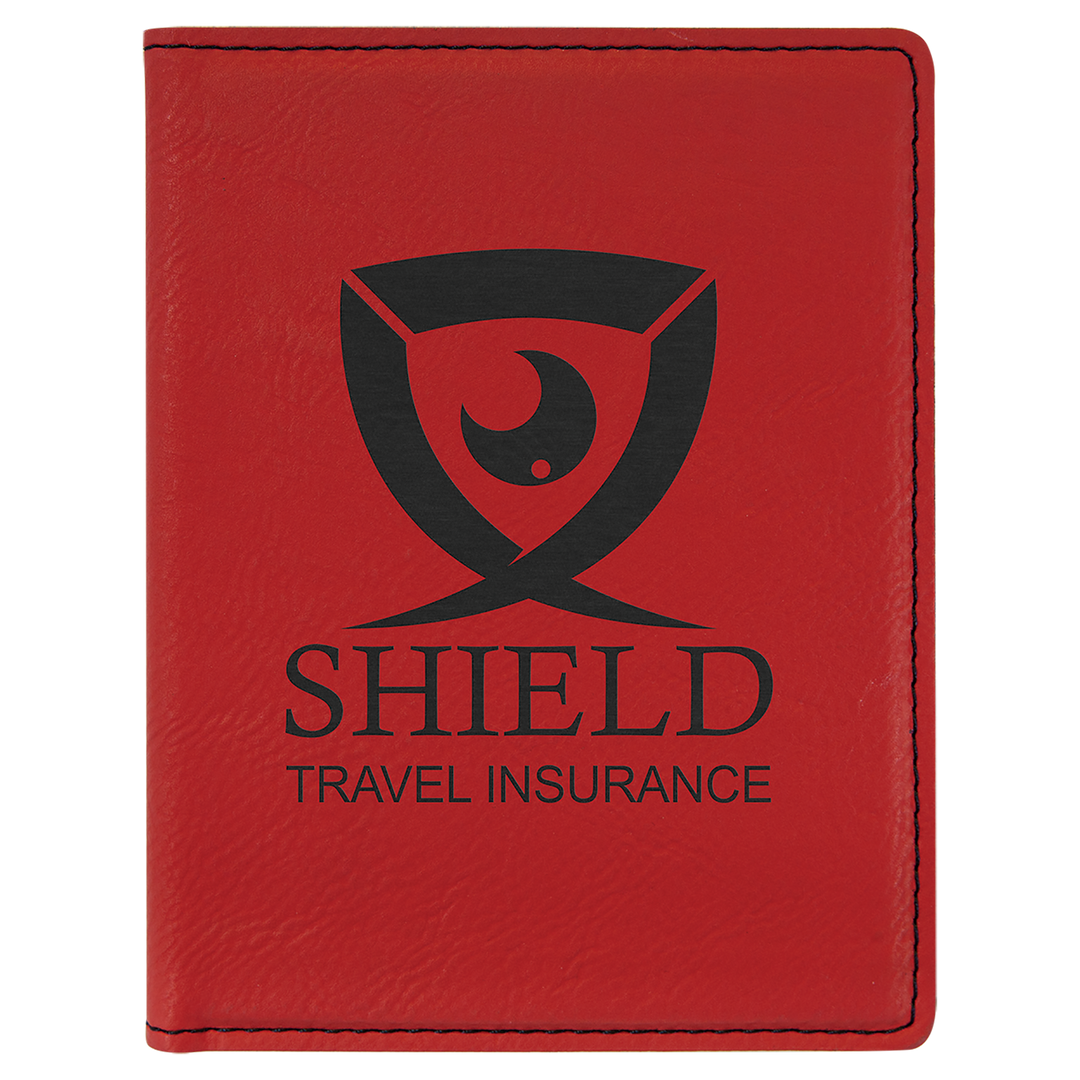 Red / Black laserable leatherette passport holder, engraved