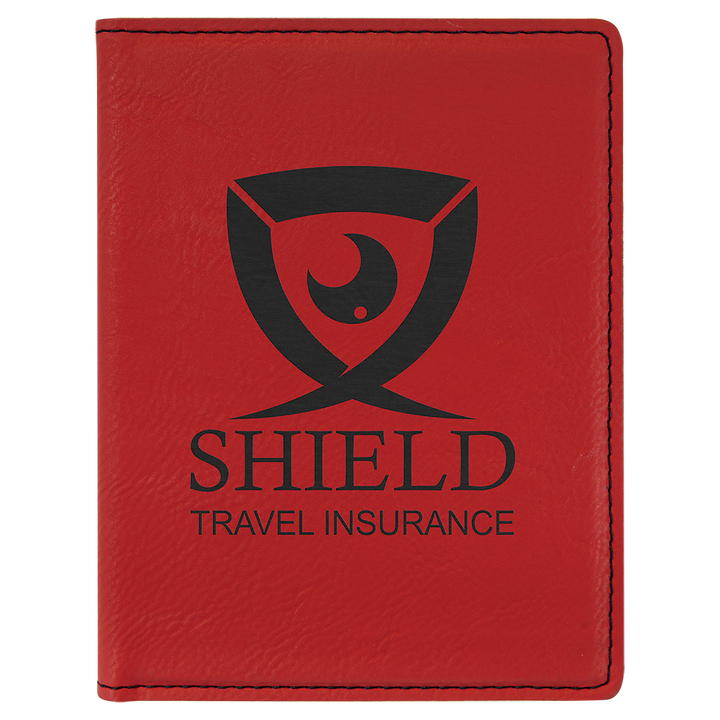 Red / Black laserable leatherette passport holder, engraved