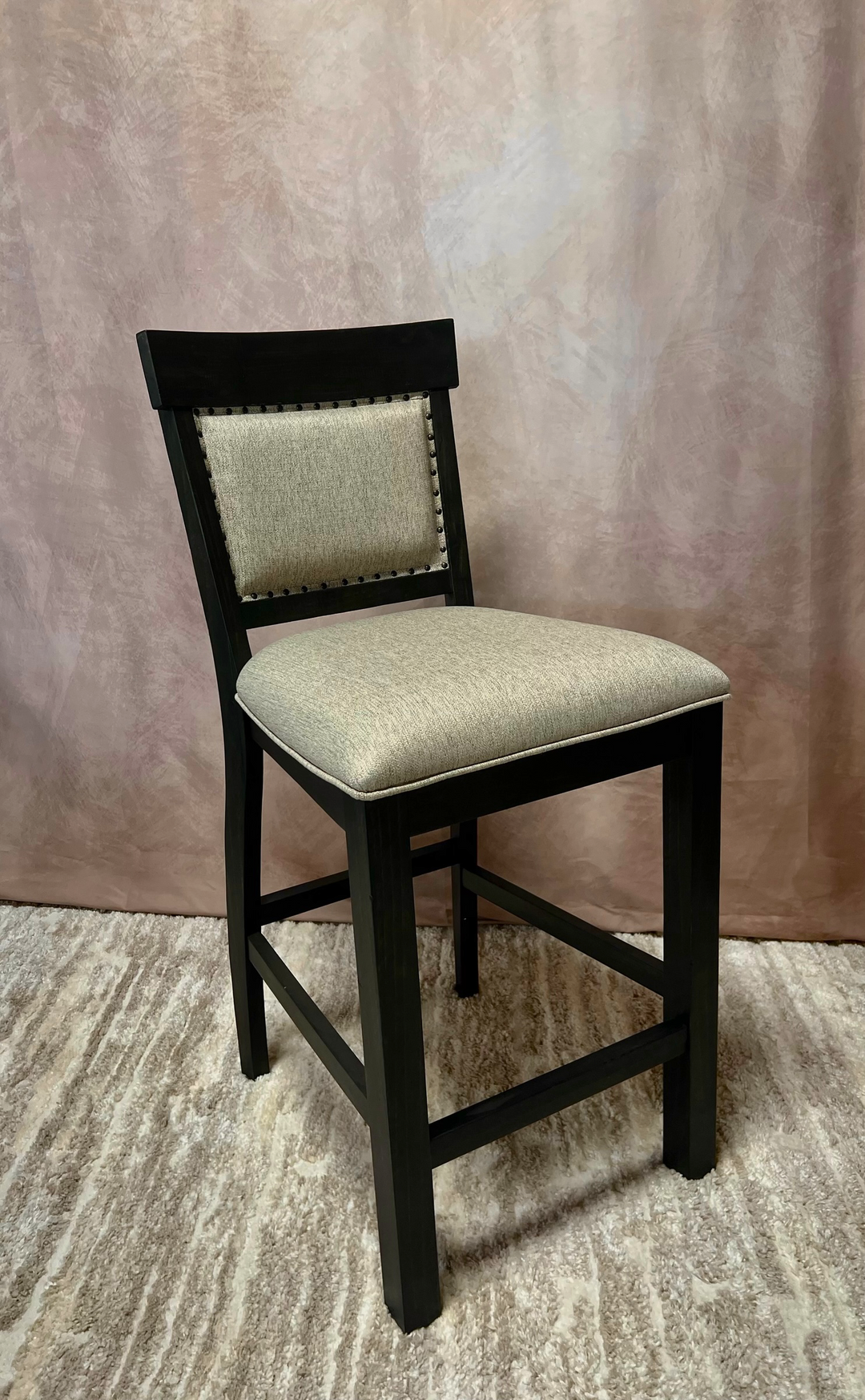 Black Nailhead-Panel Counter Stool