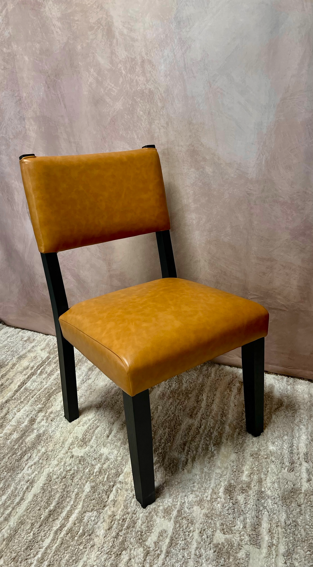 Camel Faux-Leather Dining Side Chair (Pair)