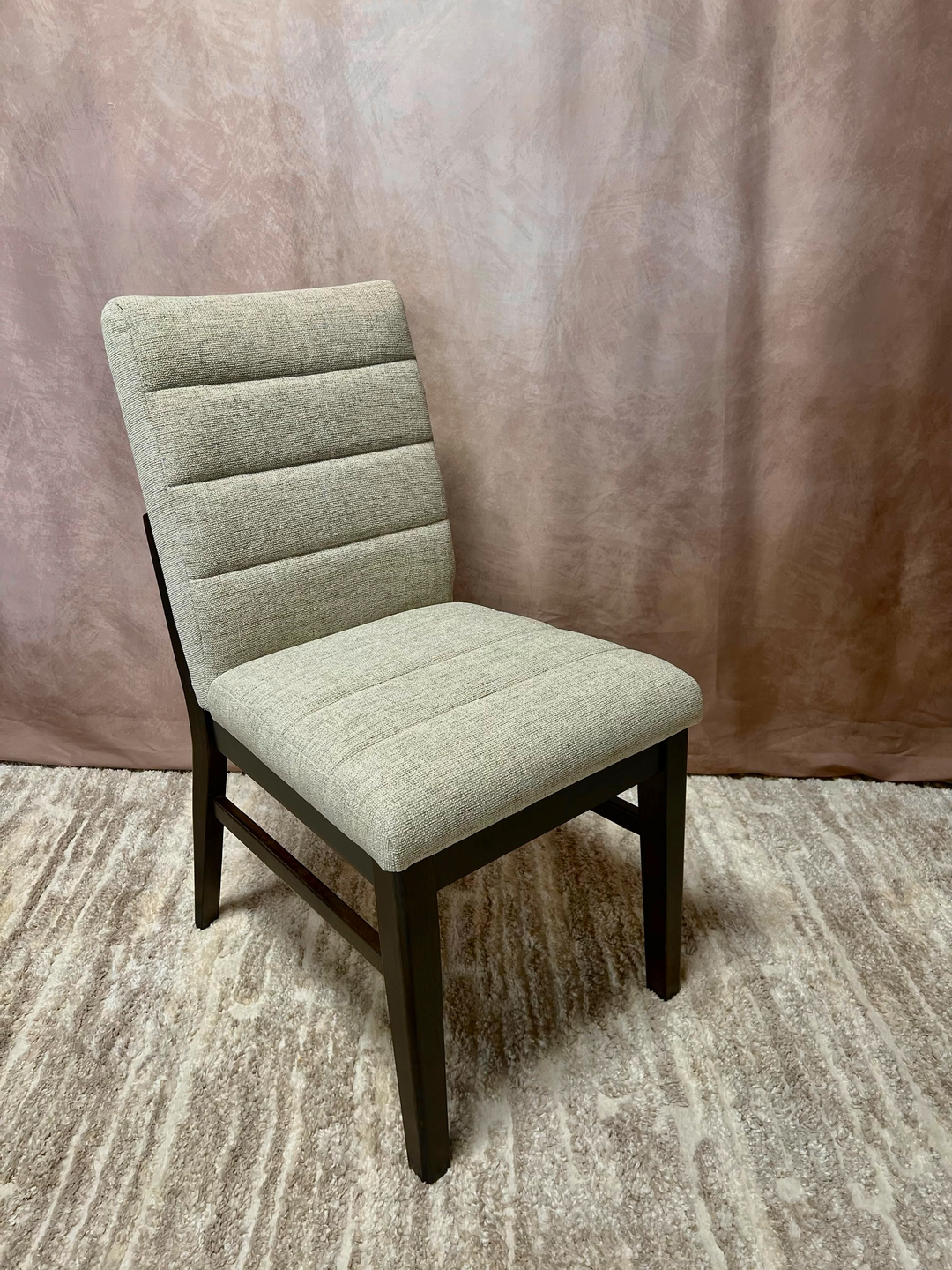 Gray Channel-Tufted Dining Side Chair