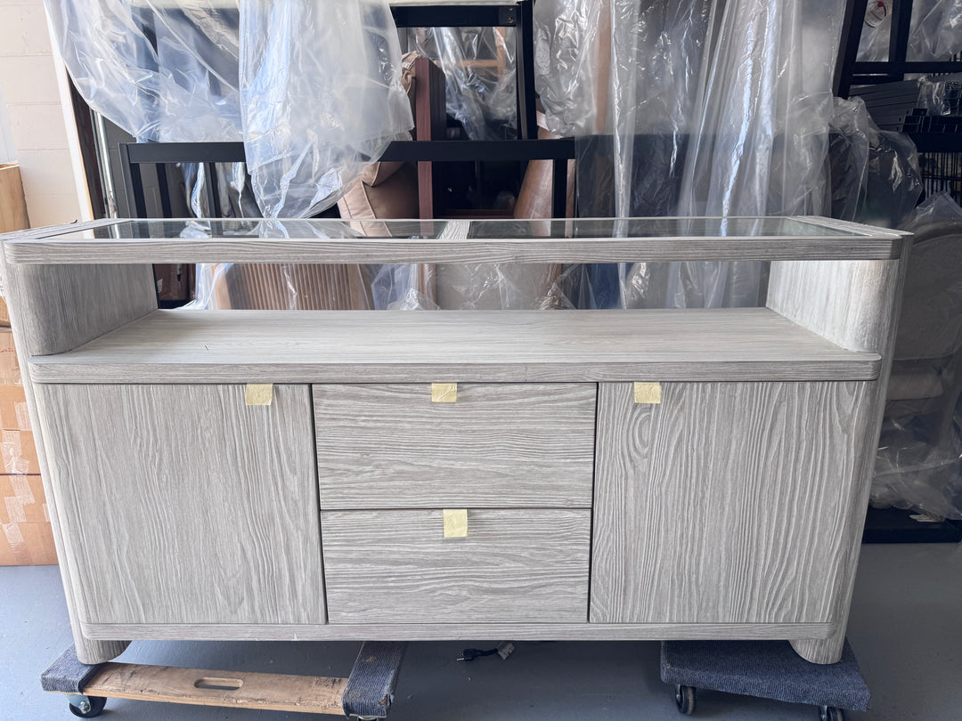 Magnussen Home Gray Wood Bar Cabinet / Sideboard — Brand New —