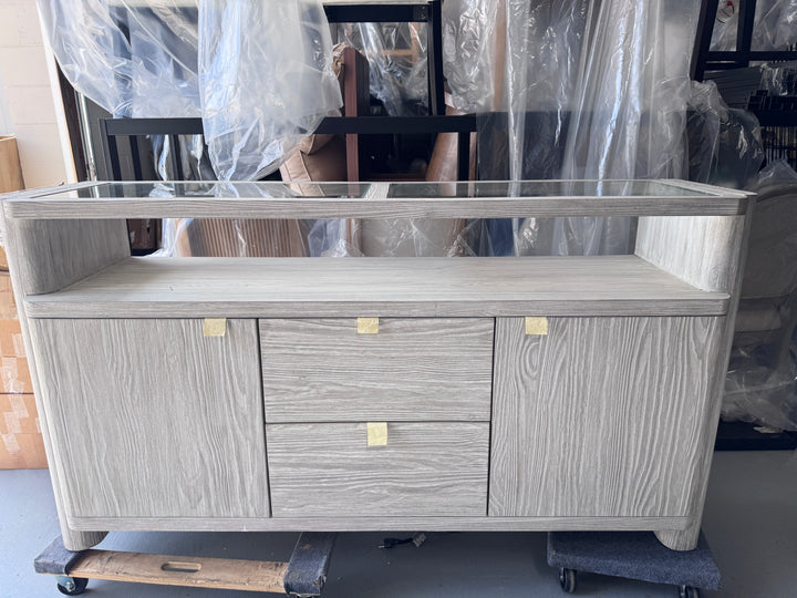 Magnussen Home Gray Wood Bar Cabinet / Sideboard — Brand New —