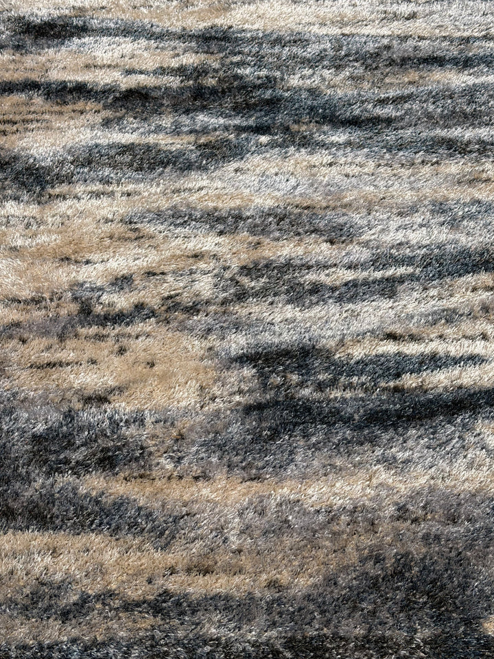 Black & Cream Abstract Area Rug – approx. 8' x 10'