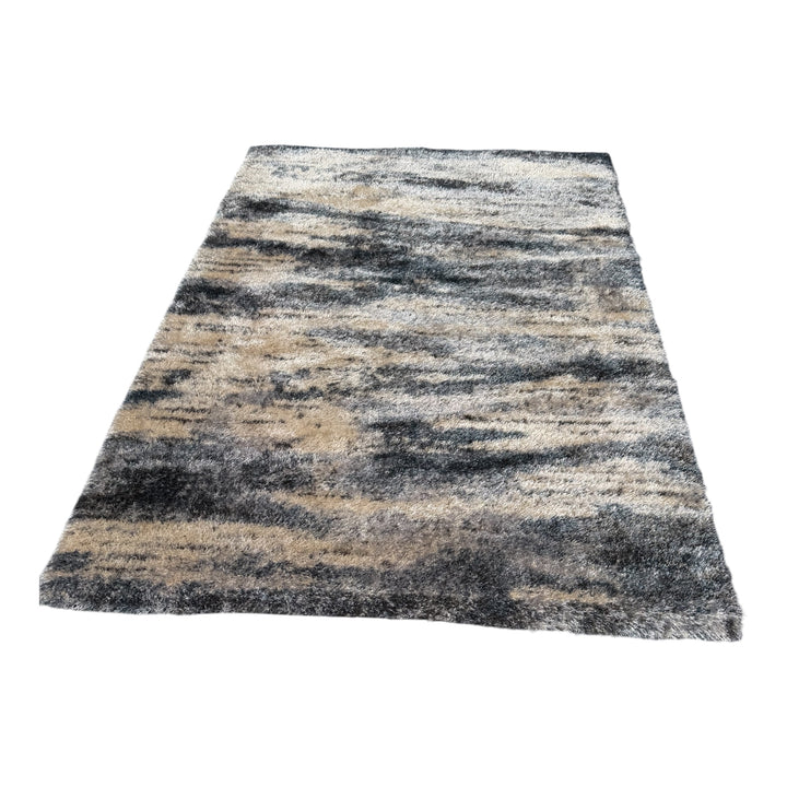 Black & Cream Abstract Area Rug – approx. 8' x 10'