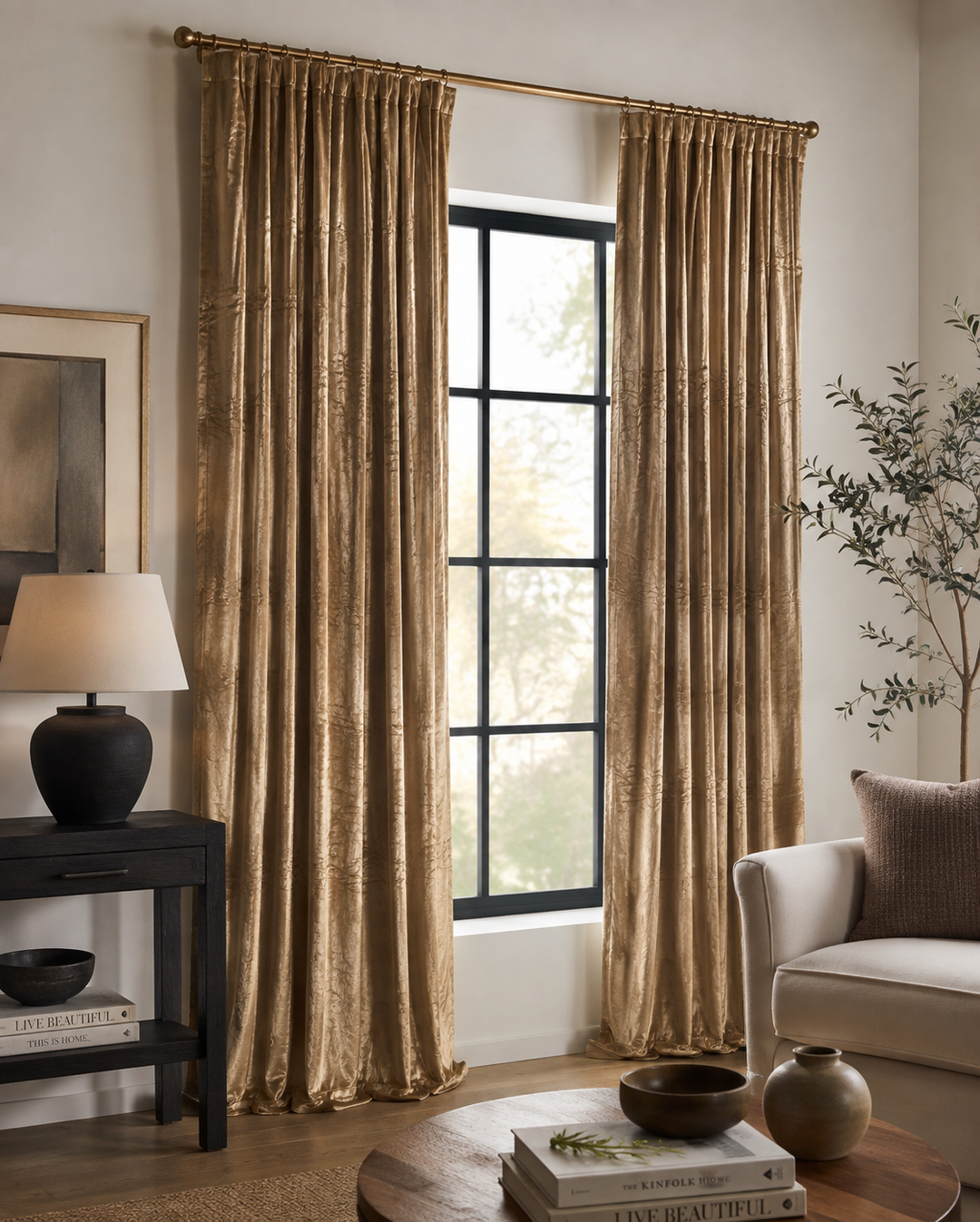 Amity Home Lea Velvet Pleated Curtain