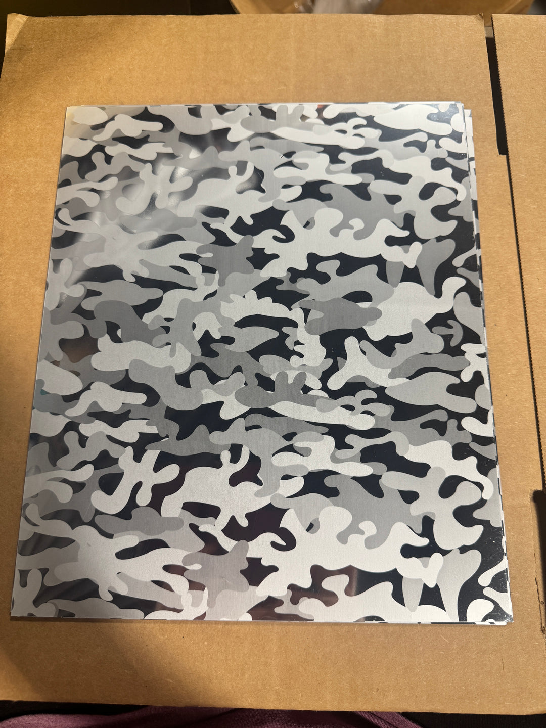 Silver Camo adhesive vinyl 12”x10” online tent sale