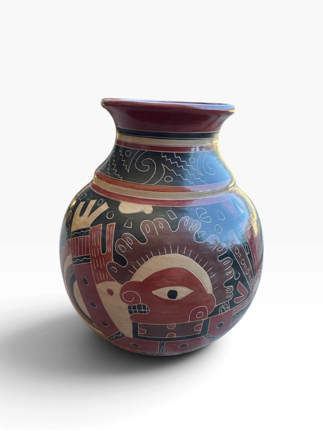 Lot 68 – Signed Nicaraguan Hand-Carved Pottery Vase, 9 in