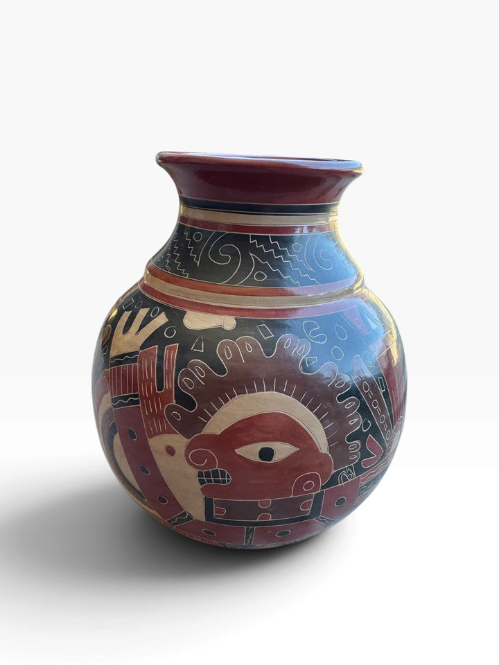 Lot 68 – Signed Nicaraguan Hand-Carved Pottery Vase, 9 in