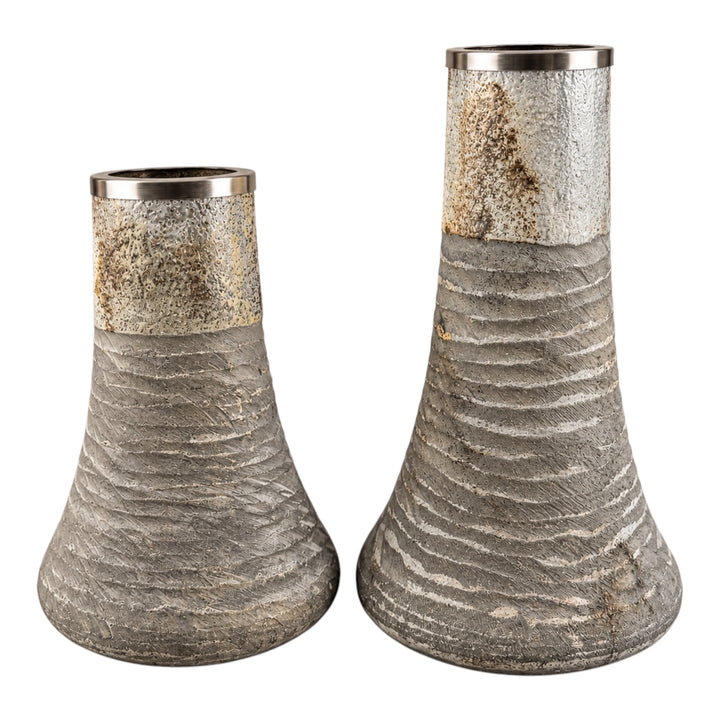 Lot 44 – Crestview Collection Textured Silver Metallic Vases, Set of 2