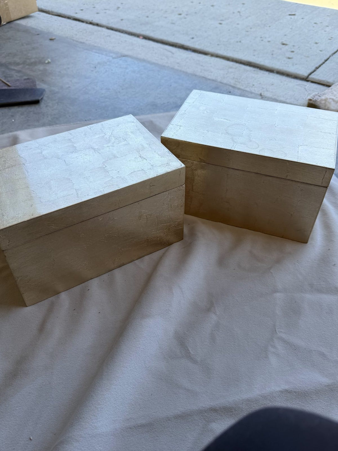 Lot 63 – Container Store Gold Decorative Boxes, Set of 2