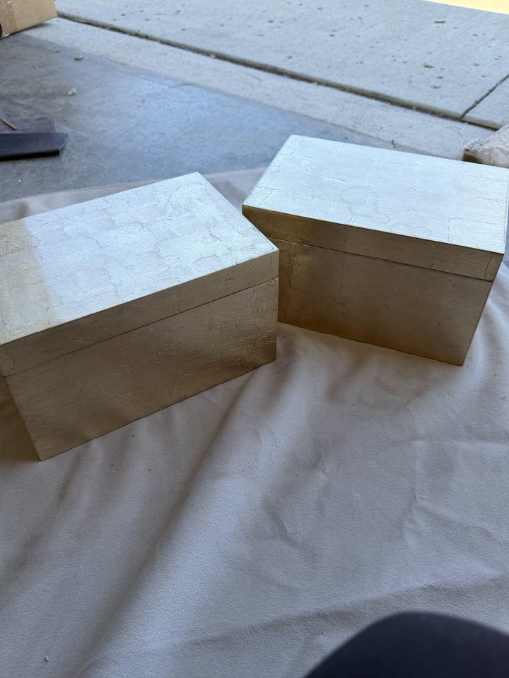 Lot 63 – Container Store Gold Decorative Boxes, Set of 2