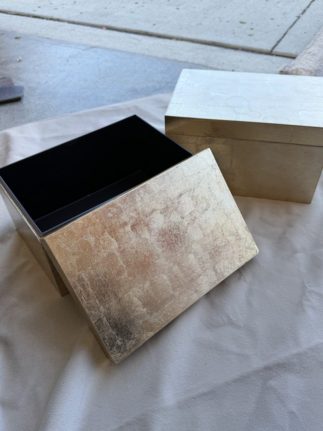 Lot 63 – Container Store Gold Decorative Boxes, Set of 2