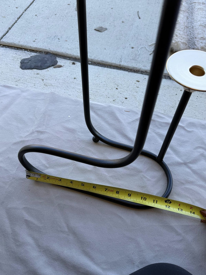 Lot 62 – Pair of Black Metal Tall Pillar Candle Holders, approx. 22 in