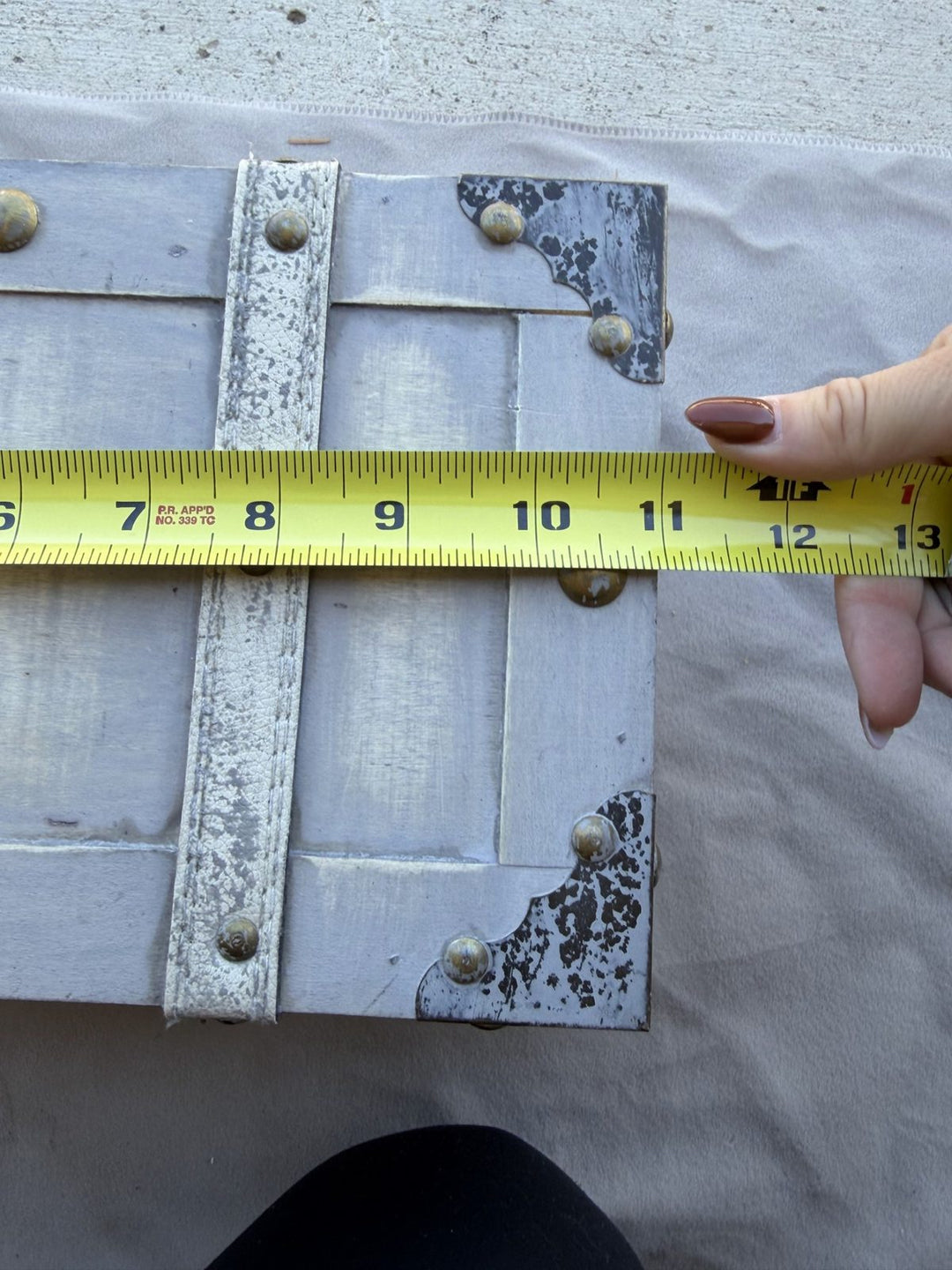 Lot 64 – Whitewashed Wood Trunk Box with Metal Trim & Straps