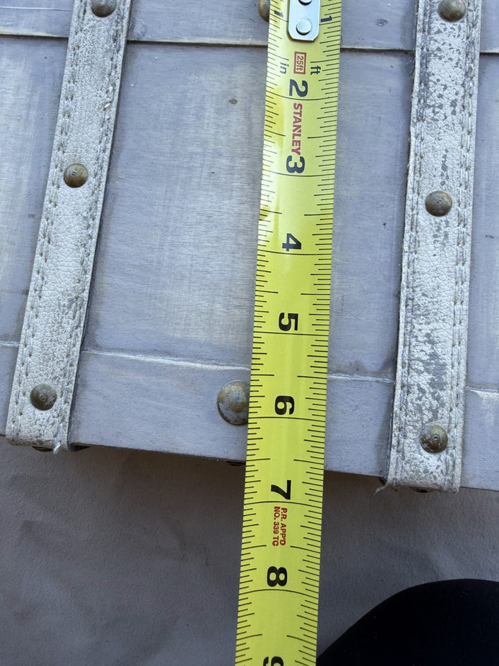 Lot 64 – Whitewashed Wood Trunk Box with Metal Trim & Straps