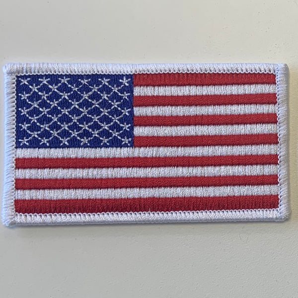 3.5" x 2" Embroidered Rectangle United States Flag Patch With Adhesive