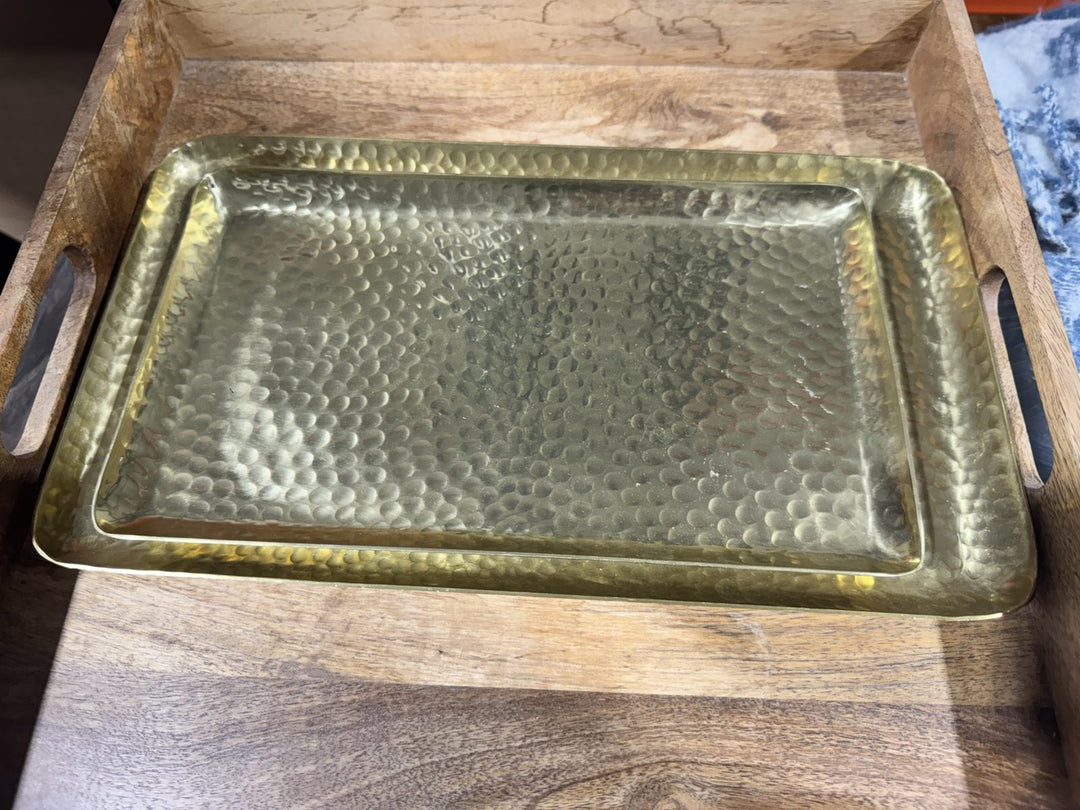Lot 11 – Gold Hammered Metal Rectangular Trays, Set of 2