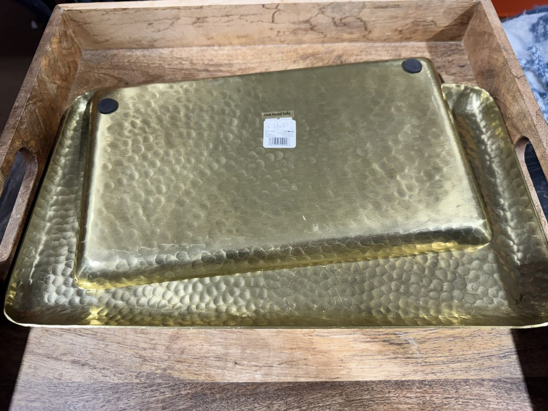 Lot 11 – Gold Hammered Metal Rectangular Trays, Set of 2