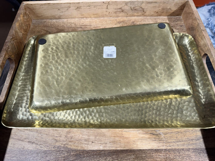 Lot 11 – Gold Hammered Metal Rectangular Trays, Set of 2