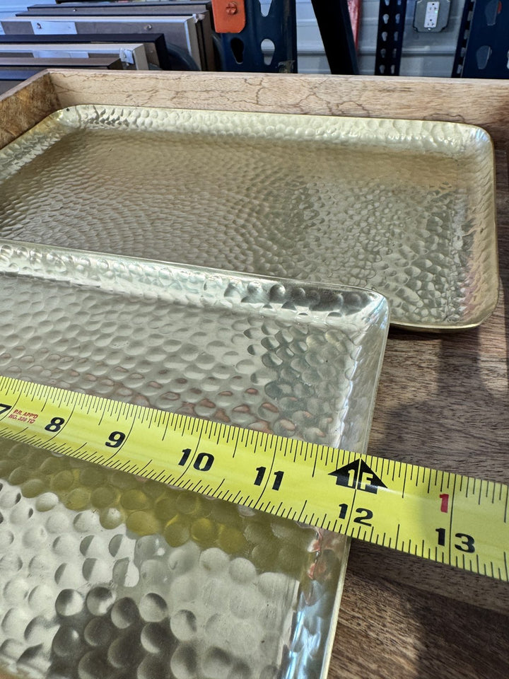 Lot 11 – Gold Hammered Metal Rectangular Trays, Set of 2
