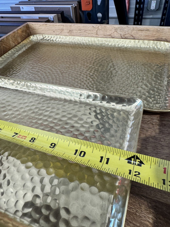 Lot 11 – Gold Hammered Metal Rectangular Trays, Set of 2